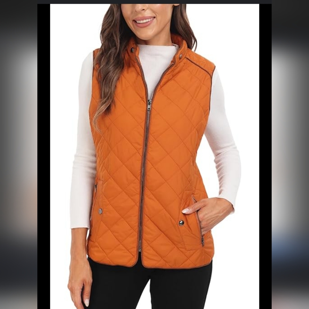 Women's Quilted Orange Vest